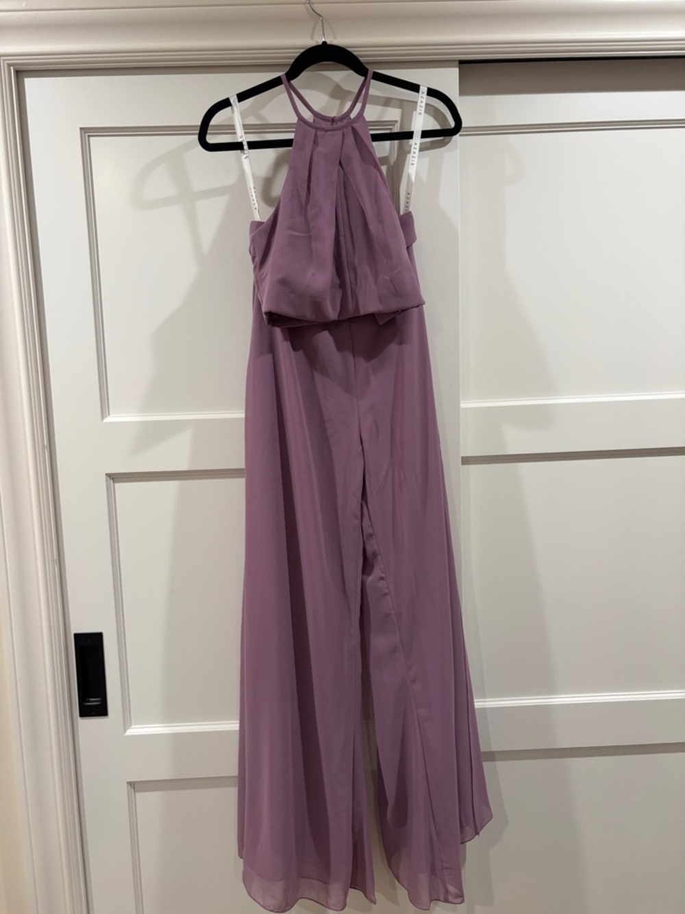 Azazie Mauve Halter Wide-Leg Jumpsuit
